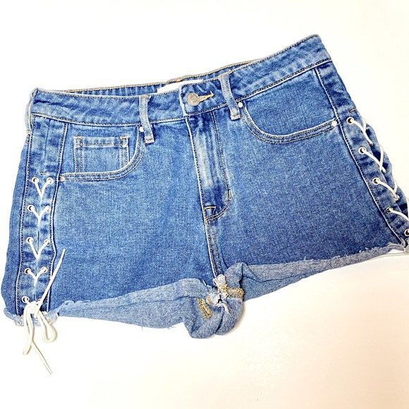 4/$35 PacSun Lace Up High Rise Cut Offs - Picture 1 of 7